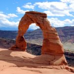 A delicate arch of natural stone in Moab, Utah.